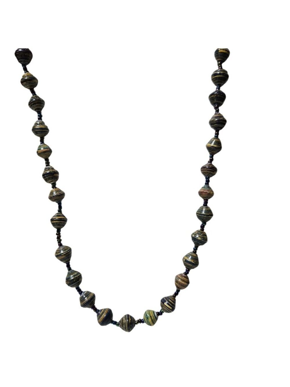 Handcrafted Paper Beaded Necklace Multicolor Beads Eco Friendly Jewelry Women